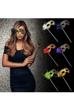 Lüks Taşlı Saplı Maskeli Balo Maskesi Altın Renk 35 Cm Lüks Taşlı Saplı Maskeli Balo Maskesi Altın Renk 35 Cm