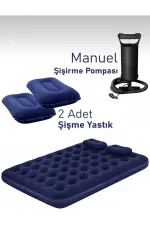 Çift Kişilik Şişme Yatak Dahili Pompalı 203x152x22 Cm 2 Yastıklı Çift Kişilik Şişme Yatak Dahili Pompalı 203x152x22 Cm 2 Yastıklı