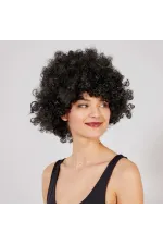 Siyah Renk Kıvırcık Afro Bonus Peruk Siyah Renk Kıvırcık Afro Bonus Peruk