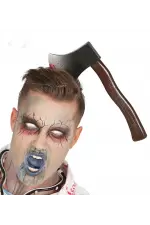 Kafaya Saplanmış Halloween Kanlı Balta Şaka Tacı Kafaya Saplanmış Halloween Kanlı Balta Şaka Tacı