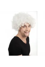 Beyaz Renk Kıvırcık Afro Bonus Peruk Beyaz Renk Kıvırcık Afro Bonus Peruk