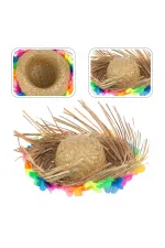 Naturel Renk Püsküllü Örme Hasır Hawaii Luau Aloha Şapka 13x36 Cm Naturel Renk Püsküllü Örme Hasır Hawaii Luau Aloha Şapka 13x36 Cm