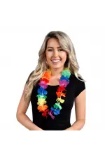Hawaii Çiçekli Boyun Kolyesi - Renkli Tropikal Parti Leisi