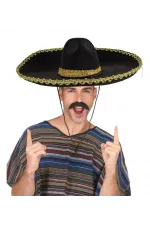 Sombrero Meksika Şapkası Mariachi Altın Şeritli Yetişkin Boy Sombrero Meksika Şapkası Mariachi Altın Şeritli Yetişkin Boy