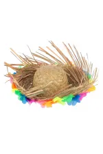 Naturel Renk Püsküllü Örme Hasır Hawaii Luau Aloha Şapka 13x36 Cm Naturel Renk Püsküllü Örme Hasır Hawaii Luau Aloha Şapka 13x36 Cm