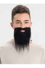 Siyah Renk Takma Sakal Bıyık Takımı Siyah Renk Takma Sakal Bıyık Takımı