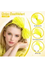 80’ler 90’lar Neon Sarı Dantel Taç Fiyonklu 80’ler 90’lar Neon Sarı Dantel Taç Fiyonklu