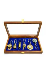 Ahşap Kutulu Denizci Temalı Pirinç Anahtarlık Seti Key-0285 Ahşap Kutulu Denizci Temalı Pirinç Anahtarlık Seti Key-0285