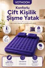 Çift Kişilik Şişme Yatak Dahili Pompalı 203x152x22 Cm 2 Yastıklı Çift Kişilik Şişme Yatak Dahili Pompalı 203x152x22 Cm 2 Yastıklı