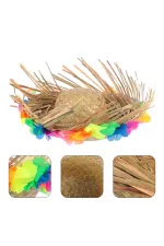 Naturel Renk Püsküllü Örme Hasır Hawaii Luau Aloha Şapka 13x36 Cm Naturel Renk Püsküllü Örme Hasır Hawaii Luau Aloha Şapka 13x36 Cm