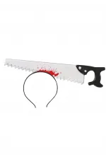 Kafaya Saplanmış Halloween Kanlı Testere Şaka Tacı Kafaya Saplanmış Halloween Kanlı Testere Şaka Tacı