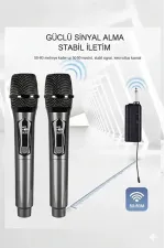 Profesyonel Çiftli Kablosuz Mikrofon Seti Karaoke Şarj Edilebilir 50 Metre Profesyonel Çiftli Kablosuz Mikrofon Seti Karaoke Şarj Edilebilir 50 Metre