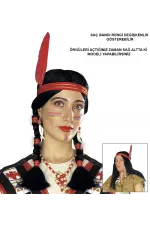 Tüylü Örgülü Hint Peruğu Kızılderili Peruğu Tüylü Örgülü Hint Peruğu Kızılderili Peruğu