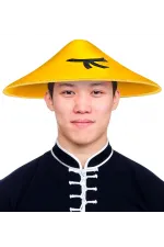 Uzak Doğu Asyalı Çin Japon Şapkası Sarı Renk Uzak Doğu Asyalı Çin Japon Şapkası Sarı Renk