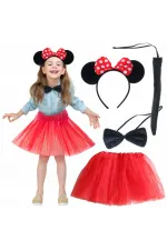 Minnie Mouse Kostüm Seti Etek Taç Kuyruk Papyon Gösteri Seti Minnie Mouse Kostüm Seti Etek Taç Kuyruk Papyon Gösteri Seti