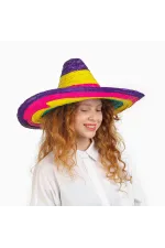Sombrero Meksika Şapkası Renkli Örme Hasır Çocuk Boy Sombrero Meksika Şapkası Renkli Örme Hasır Çocuk Boy