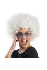Beyaz Renk Kıvırcık Afro Bonus Peruk Beyaz Renk Kıvırcık Afro Bonus Peruk