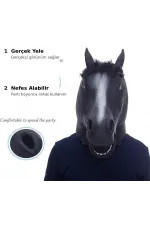 Gerçekçi At Kafası Maskesi Siyah Renk