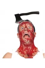 Kafaya Saplanmış Halloween Kanlı Balta Şaka Tacı Kafaya Saplanmış Halloween Kanlı Balta Şaka Tacı