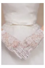 Beyaz Renk Kısa Dantelli Eldiven Beyaz Renk Kısa Dantelli Eldiven