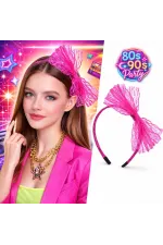 80’ler 90’lar Neon Pembe Dantel Taç Fiyonklu 80’ler 90’lar Neon Pembe Dantel Taç Fiyonklu