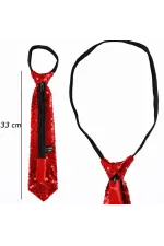 Kırmızı Renk Pul Payetli Işıltılı Parti Kravatı 33 Cm Kırmızı Renk Pul Payetli Işıltılı Parti Kravatı 33 Cm