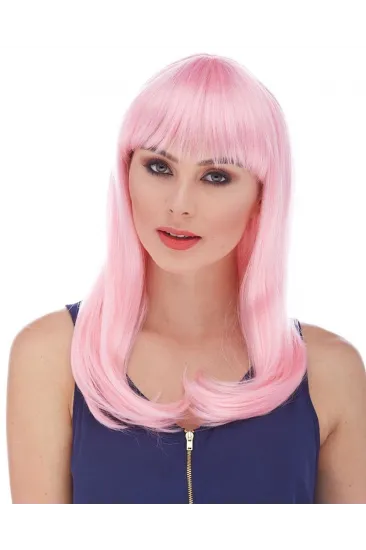 Soft Pembe Renk Uzun Düz Parti Peruğu Soft Pembe Renk Uzun Düz Parti Peruğu