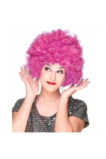Fuşya Renk Kıvırcık Afro Bonus Peruk Saç Parti Peruğu Fuşya Renk Kıvırcık Afro Bonus Peruk Saç Parti Peruğu