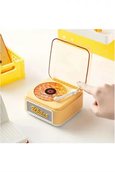 Nostalji Mini Plak Görünümlü Radyolu Bluetooth Hoparlör 3d Ses Dalgası Retro Müzik Plak Sarı Nostalji Mini Plak Görünümlü Radyolu Bluetooth Hoparlör 3d Ses Dalgası Retro Müzik Plak Sarı