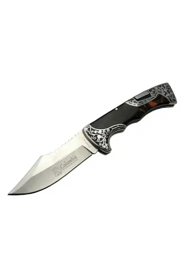 A3157b Kahverengi Av / Kamp Çakı 23 Cm - Sedef İşlemeli Saplı, A3157b Kahverengi Av / Kamp Çakı 23 Cm - Sedef İşlemeli Saplı,