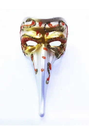 Turuncu Renk İşlemeli Seramik Malzemeden İmal Venedik Uzun Maske Magnet Turuncu Renk İşlemeli Seramik Malzemeden İmal Venedik Uzun Maske Magnet