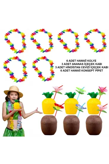 Tropikal Hawaii Parti Malzemeleri – Kolye, Pipet, Bardak Seti Tropikal Hawaii Parti Malzemeleri – Kolye, Pipet, Bardak Seti