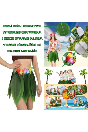 Tropikal Esintili Hawaii Yapraklı Parti Eteği Yetişkin Boy Tropikal Esintili Hawaii Yapraklı Parti Eteği Yetişkin Boy
