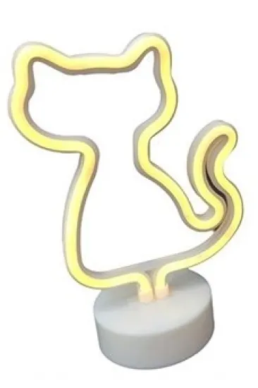 Neon Işıklı Kedi Lamba Pil+usb Pembe Işık Mz-122 Neon Işıklı Kedi Lamba Pil+usb Pembe Işık Mz-122