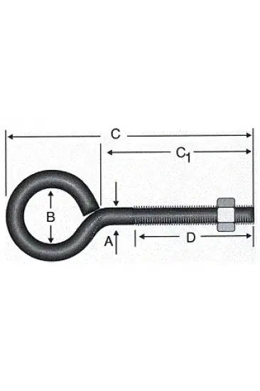 Kapalı Metrik Kanca M5 / 21x80 - 100 Adet Kapalı Metrik Kanca M5 / 21x80 - 100 Adet