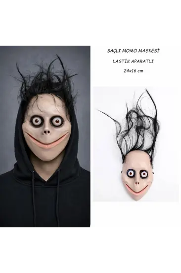 Saçlı Momo Korku Maskesi 24x16 Cm Saçlı Momo Korku Maskesi 24x16 Cm
