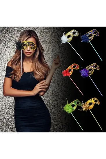 Lüks Taşlı Saplı Maskeli Balo Maskesi Altın Renk 35 Cm Lüks Taşlı Saplı Maskeli Balo Maskesi Altın Renk 35 Cm