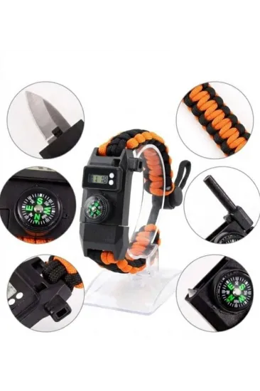 Paracord Dijital Saat Düdük Hayatta Kalma Turuncu Kamp Bilekliği Paracord Dijital Saat Düdük Hayatta Kalma Turuncu Kamp Bilekliği