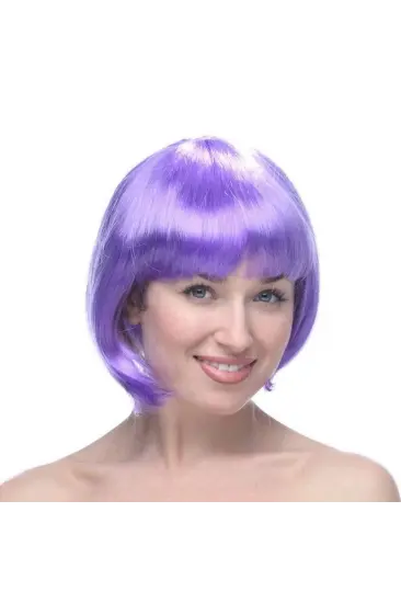 Lila Renk Kısa Model Parti Peruğu - Lila Renk Küt Saç Lila Renk Kısa Model Parti Peruğu - Lila Renk Küt Saç