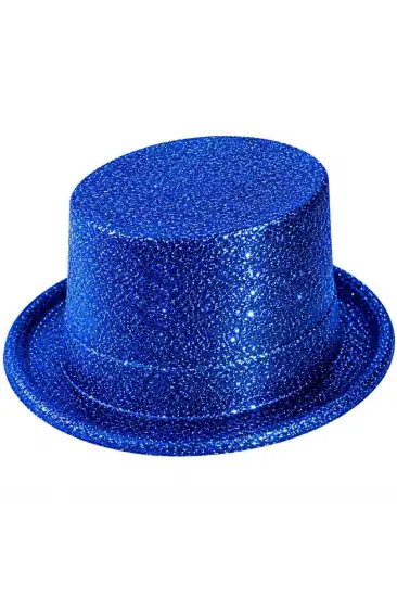 Mavi Simli Glitter Silindir Parti Şapkası Mavi Simli Glitter Silindir Parti Şapkası