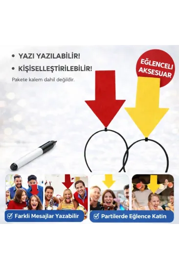 Kişiselleştirilebilir Ok İşaretli Mesaj Tacı (2’li Set Sarı-kırmızı) Kişiselleştirilebilir Ok İşaretli Mesaj Tacı (2’li Set Sarı-kırmızı)