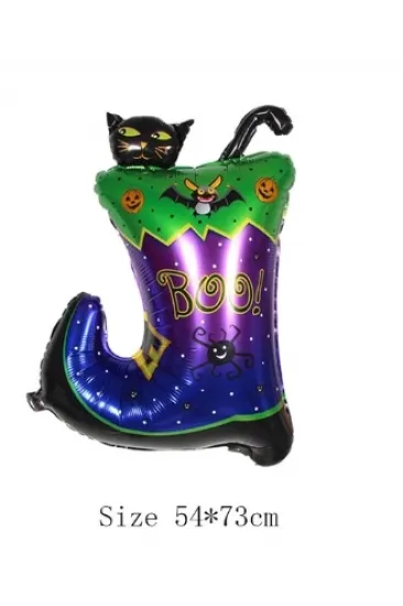 Halloween Çizmeli Kara Kedi Folyo Balon Halloween Çizmeli Kara Kedi Folyo Balon