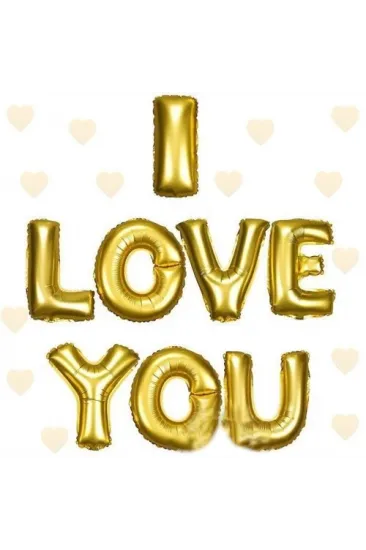 I Love You Folyo Balon Altın Renk 35 Cm I Love You Folyo Balon Altın Renk 35 Cm