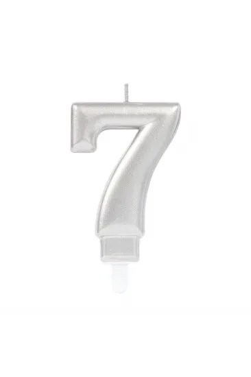 7 Rakam Mum Gümüş Renk 7 Rakam Mum Gümüş Renk