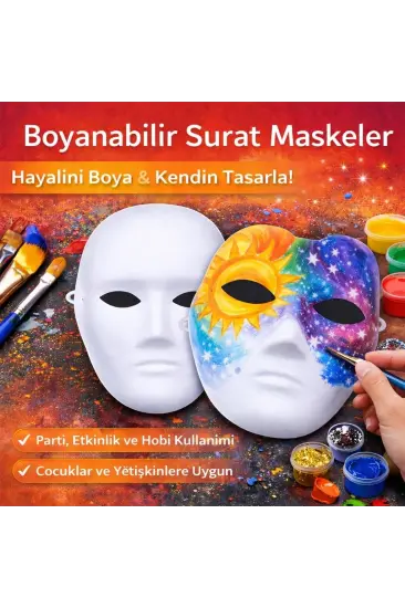 Boyanabilir Surat Model Maske – Lastikli | Kendin Tasarla Boyanabilir Surat Model Maske – Lastikli | Kendin Tasarla