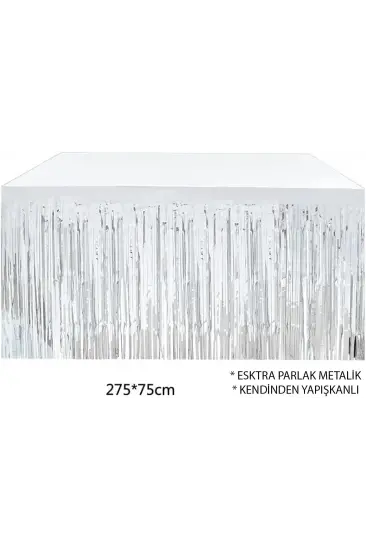 Gümüş Metalize Masa Eteği 275x75 Cm – Kendinden Yapışkanlı Gümüş Metalize Masa Eteği 275x75 Cm – Kendinden Yapışkanlı