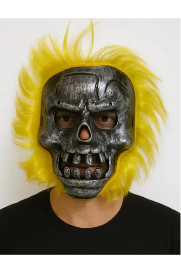 Wild Skull - Metal Kafatası Sarı Saçlı İskelet Maske