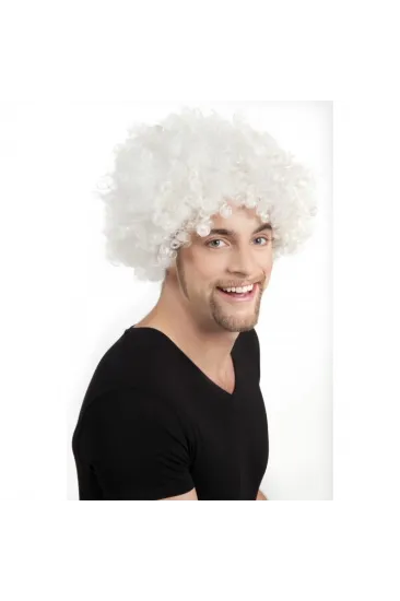 Beyaz Renk Kıvırcık Afro Bonus Peruk Beyaz Renk Kıvırcık Afro Bonus Peruk