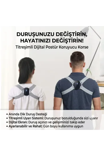 Dijital Ekran Titreşimli Dik Durma Korsesi Dijital Ekran Titreşimli Dik Durma Korsesi