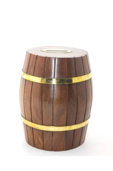 Pirinç Ahşap Fıçı Kumbara 15 Cm Wb538 Pirinç Ahşap Fıçı Kumbara 15 Cm Wb538